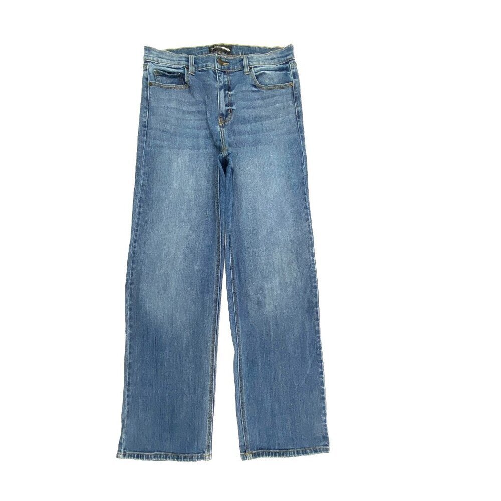 Fashion Nova Relaxed Straight Leg Jeans Womens 11 Blue‎ Medium Wash High Rise